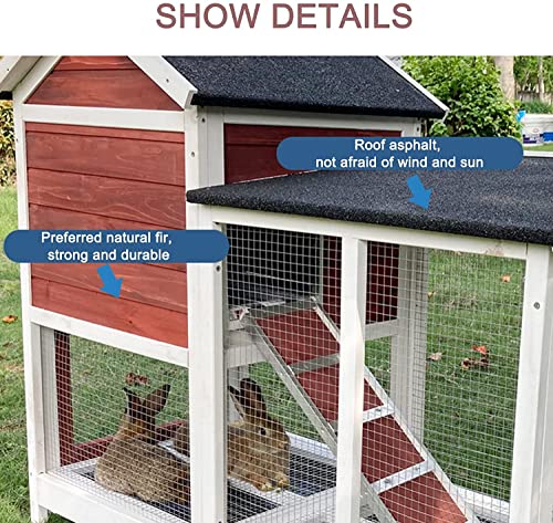 ACIYD Hühnerstall Villa Geflügelstall Kaninchenstall, Kaninchen Hutch-Outdoor Großer Kaninchen-Käfig-Woodden-Hasen-Hutch… – Bild 3