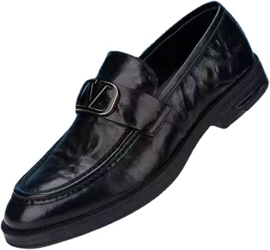 [HASMI] 秋の革のレトロなスリッポン フォーマル レザー シューズ メンズ英国ビジネス カジュアル シューズ