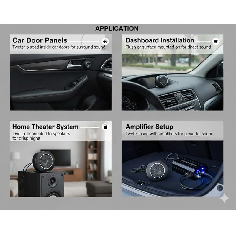 Image of Car Dashboard Accessories TS-S20 Dome Tweeter Speaker, High-Power 270W Peak Power for Home Theater, Amplifier