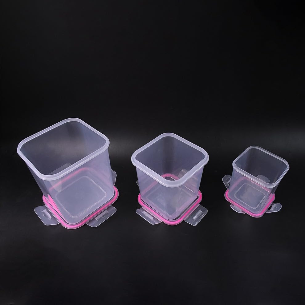 Image of Kitchen Storage Container Set - Food Grade Plastic with Air Seal Lock Lid - Ideal for Grocery, Spices, Dry Fruits - 3-Piece Set (1500ml, 1000ml, 500ml)