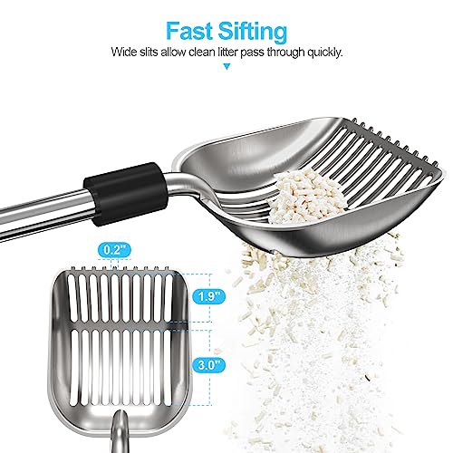 Image of Depets Cat Litter Scoop, Metal Litter Scooper with Deep Shovel, Detachable Long Handle Cat Litter Sifter with Holder, Large Durable Cat Litter Shovel with Foam Pad Grip for Easy Sifting (Pack of 2)