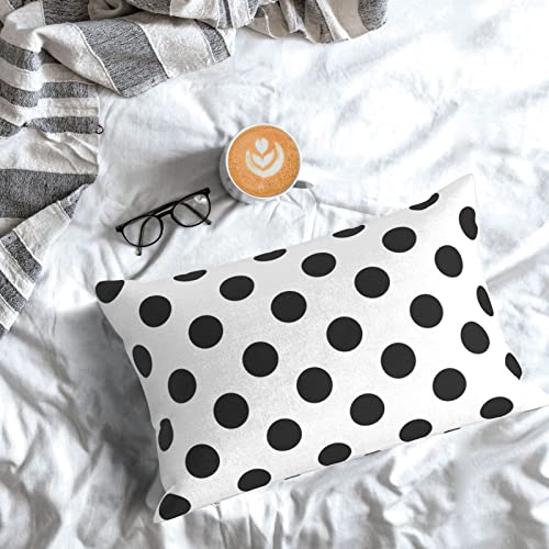 Polka Dot Black White Pillowcase For Hair And Skin - Bed Home Sofa Decor Pillow Cover,Super Soft Travel Pillow Cases With Hidden Zipper Closure Print (14X20 Inch) #TOP3