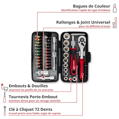 Einhell Set de 38 pièces avec embouts et douilles en acier S2
