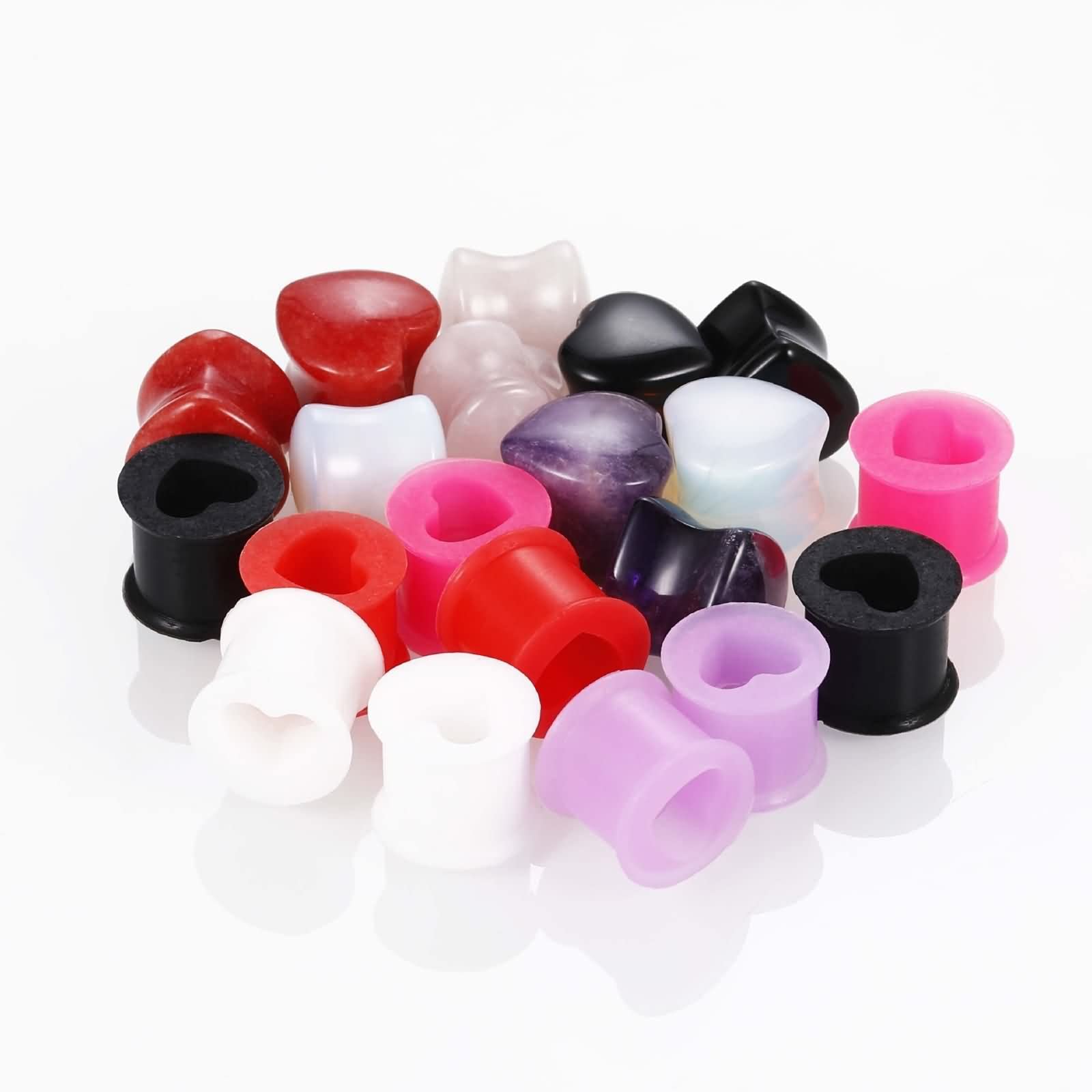 Plug Ohr Herren, Ohr Tunnel Herzform Silikon Steinreifen Gauges Schmuck Flesh Piercing Damen Punk Geschenk