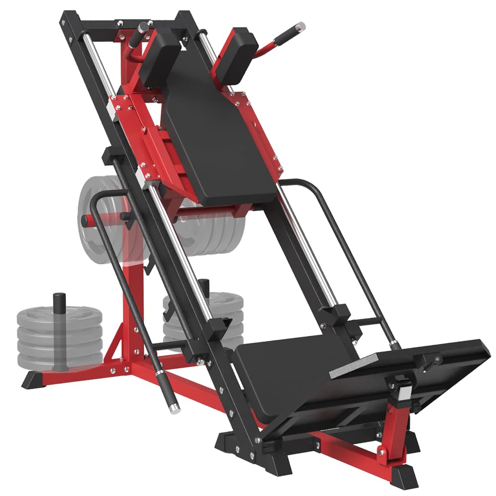 Leg Press Hack Squat Machine Combo, Leg Exercise Machine with Linear Bearing, 45-Degree Lower Body Special with Weight Storage for Quads, Hamstring, Glutes, Calves, Home Gym Leg Day Equipment