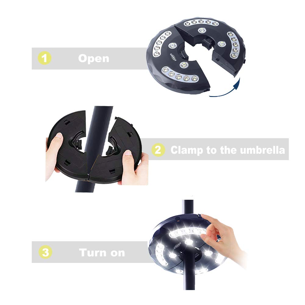 chinly patio umbrella light warm Amazon.com: CHINLY Patio Umbrella Lights Warm White 24LEDs 3 Level Dimming  Modes