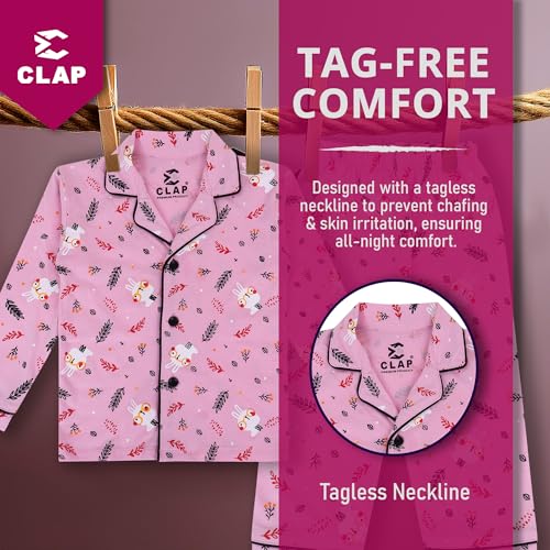 Image of CLAP Kids Cotton Printed Full Sleeves Night Suit
