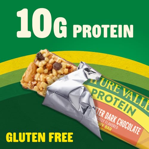Image of Nature Valley Protein Bars Variety Pack, Gluten Free Chewy Granola Snack Bars, 10g Protein, Peanut Butter Dark Chocolate, Salted Caramel Nut, Peanut Almond Dark Chocolate, 15 Count, 21.3 oz Box