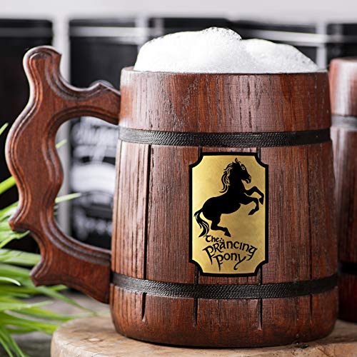 Prancing Pony Mug. Lord Rings Gift. Wooden Tankard. Beer Mug Gift. Beer Tankard Handmade Wooden Stein Prancing Pony Pub Inspired #95/0.6L / 22 ounces
