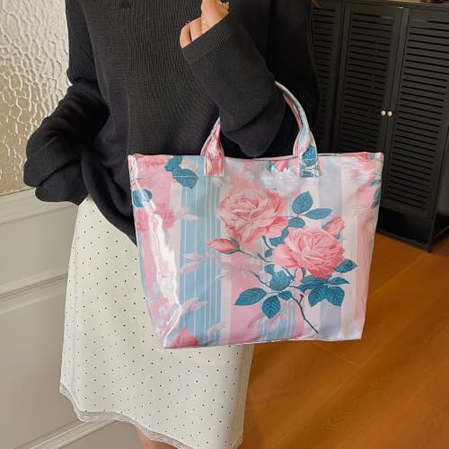 Image of PVC Tote Bag for Women Waterproof Plastic Jelly Tote Letter Print Hobo Handbag for Travel, Gift
