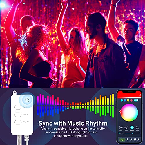 Smart Fairy String Lights: 33 Ft Usb Bluetooth Twinkle Lights With Timer And Remote, Music Sync And App Controlled Funny Modes Color Changing Firefly Lights For Indoor Decor #TOP3