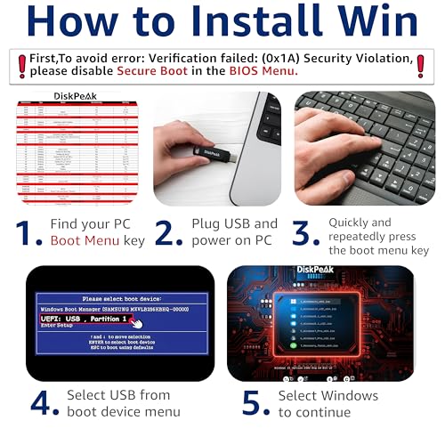 image for DiskPeak Windows Bootable USB Drive 64GB - Plug & Play USB Installer f