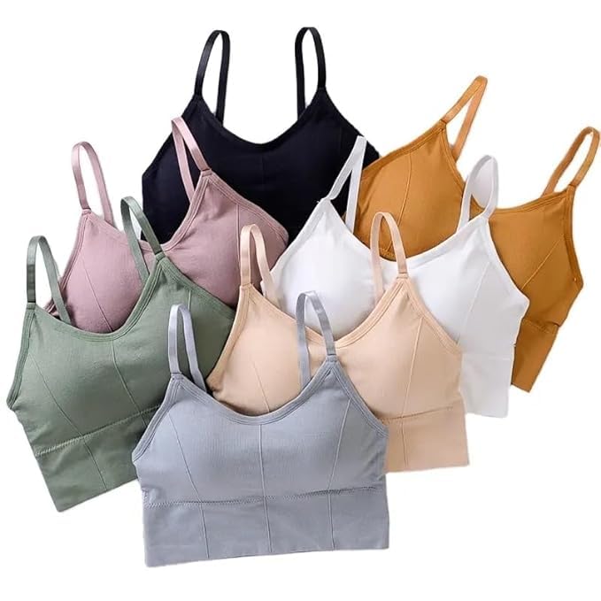 Women's Sports Bra Full Coverage Cotton Crop Top Lightly Padded Camisole,Fancy Fashionable Lifestyle,T-Shirt Comfy Bra for Yoga/Sport/Fitness,646 Pack of 3 Free Size UP to 34 (Multicolor)-image-10