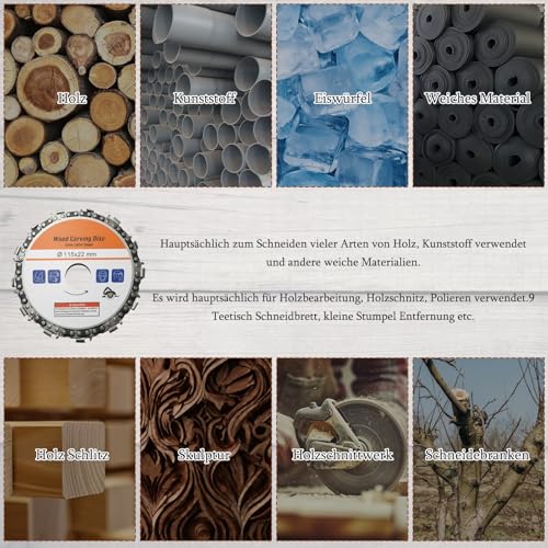 Frässcheibe für Winkelschleifer Holz Schleifscheiben 100mm, Raspelscheibe, Holzschnitzscheibe Frässcheibe, Lackfräse, Holzfräser, Wurzelfräse, Flexscheibe, Baumstumpffräse, für Schleifen, Fräsen, Schn