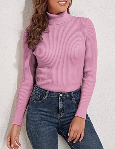 Image of PrettyGuide Women's Ribbed Turtleneck Long Sleeve Sweater Tops