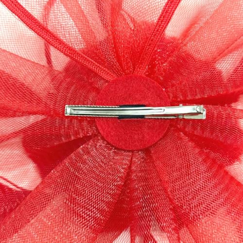 Sombrero fascinador con pluma y flor para mujer miniatura 4