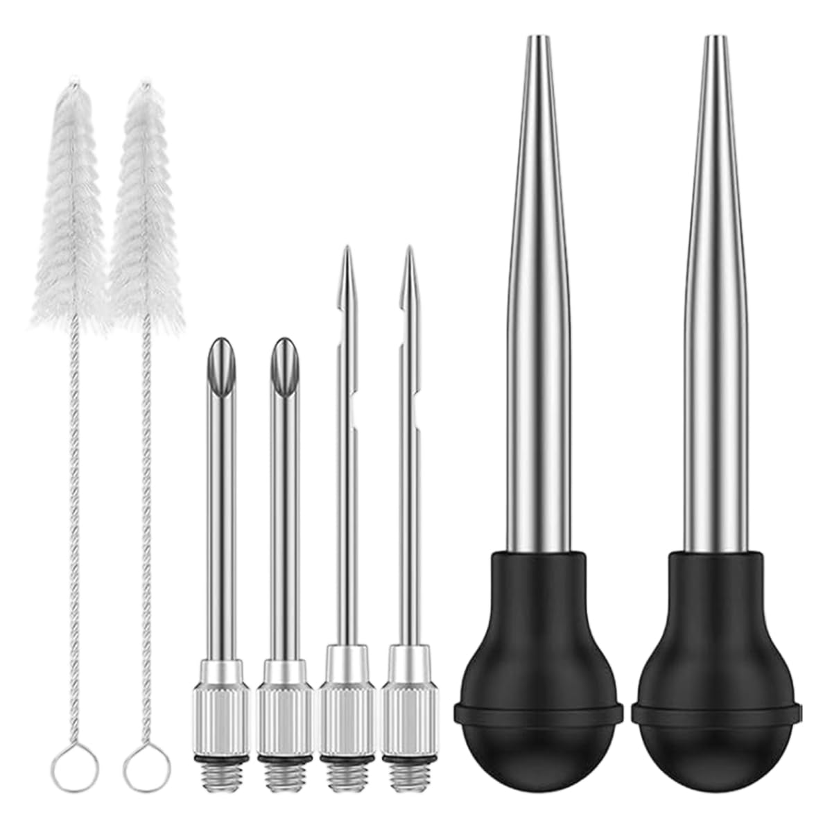Vjsujehgy Stainless Steel Turkey Baster Set Meat Marinade Injector Needle Turkey Baster Set