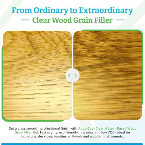 Image of Aqua Coat Water-Based Clear Wood Grain Filler Gel, Fast-Drying, Low Odor, Low VOC, Sandable, Stainable & Paintable, Easy Water Cleanup, Glossy Finish, 8 oz