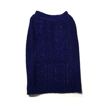 Midlee Cable Knit Dog Sweater by (Small, Navy)