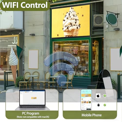 Image of P6 Programmable LED Sign 40 inchx17 inch Outdoor Scrolling Digital Display WiFi Control Full-Color Electronic Message Board for Business Advertising Stock Ticker Marquee Pixel Panel Custom Text /Image /Video /IP65 Waterproof