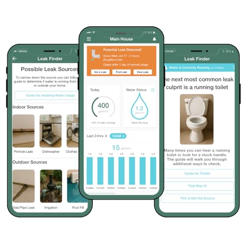 Flume 2X Smart Home Water Monitor & Leak Detector – Real-Time Water Usage Tracking, Indoor/Outdoor Leak Alerts, Irrigation & Sprinkler Monitoring, Easy Installation, No Plumbing Required