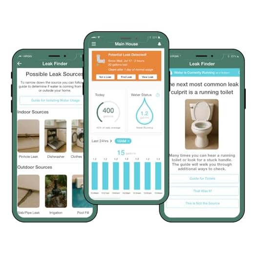 Flume 2X Smart Home Water Monitor and Leak Detector (Newest Model) – Real-Time Water Usage Tracking, Indoor/Outdoor Leak Alerts, Irrigation & Sprinkler Monitoring, Easy No-Plumbing Installation