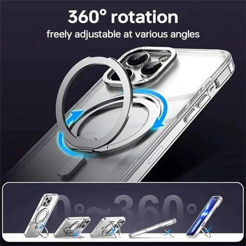 Coque iPhone 16 Pro Max transparente MagSafe avec support rotatif antichoc - 3