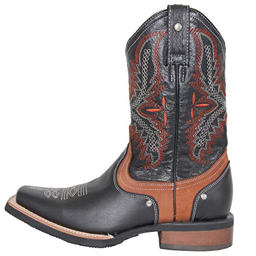 Western Shops Mens Genuine Leather Square Toe Cowboy Rodeo Western Boots3