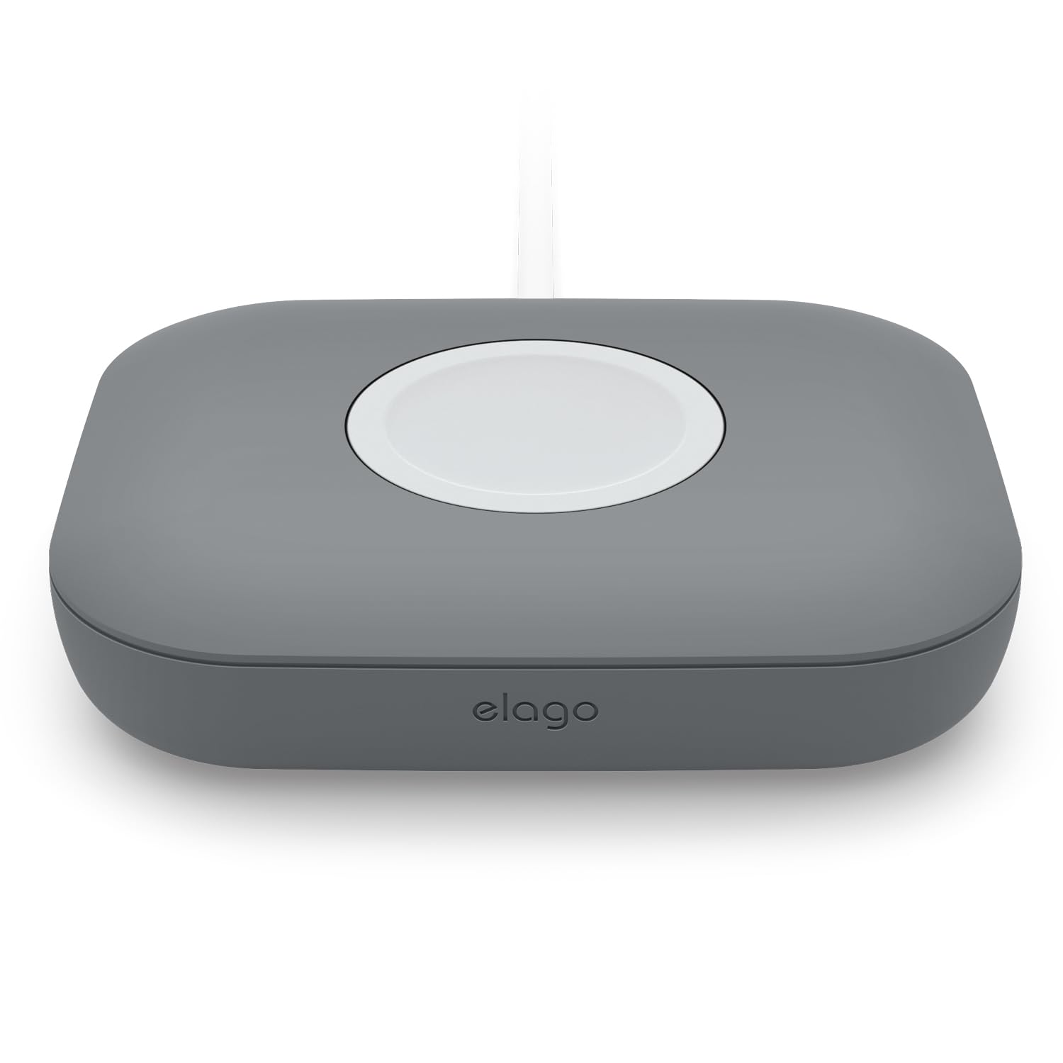 elago Charger Pad Compatible with Apple Watch, Galaxy Watch 7&5&6 Series, AirPods Pro 2, Durable Silicone, Compact [Charger not Included] (Dark Grey)
