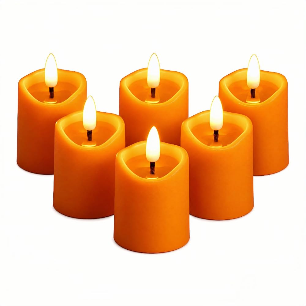 Simplelight Orange Halloween Flameless Votive Candles with Timer