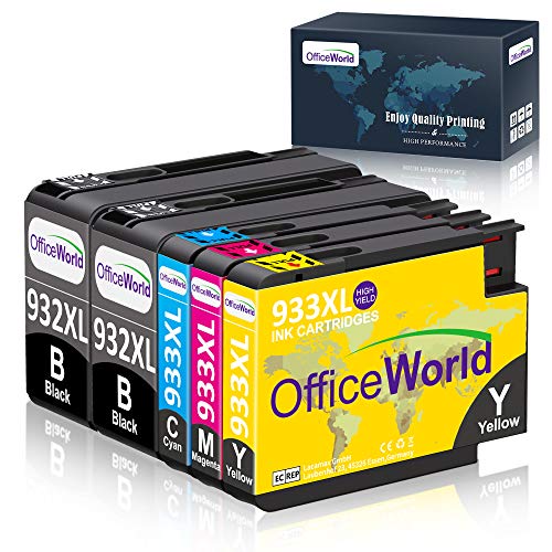 OfficeWorld Compatible Ink Cartridge Replacement for HP 932 933 932XL 933XL Combo, Work with HP Officejet 6700 6600 6100 7612 7610 7110 (2 Black, 1 Cyan, 1 Magenta, 1 Yellow), 5-Pack