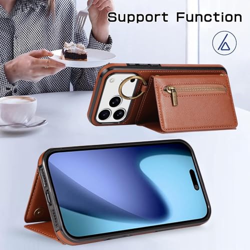 Étui portefeuille iPhone 16 en cuir violet à fermeture éclair pour style de vie actif - 2