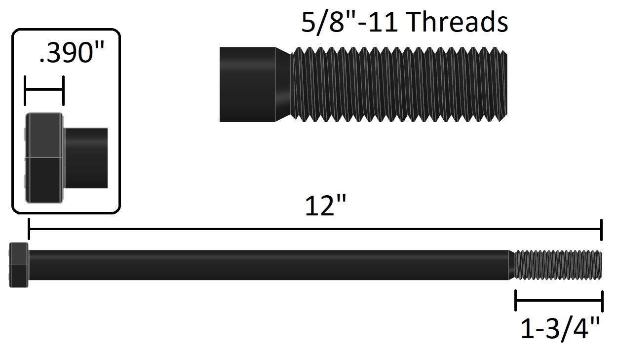 FA HBG8-5/8-11X12-5/8''-11 Grade 8 Bolt 12'' Long - Plain