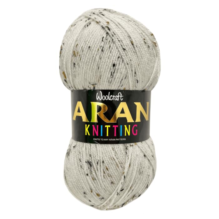 WoolCraft Aran with Wool 400g Knitting & Crochet Yarn, Great Value Acrylic with 25% Wool Yarn, Choose from 43 Shades, 800 Metres, 400g Balls, Pack of 5, Starling