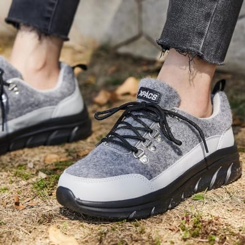 XPACS Womens Comfortable Shoes for Plantar Fasciitis, Orthopedic Shoes with Arch Support for Walking, Casual Soft Sneakers for Walking, High Arch Shoe for Diabetic, Foot Pain Relief, Relaxed Fit Grey