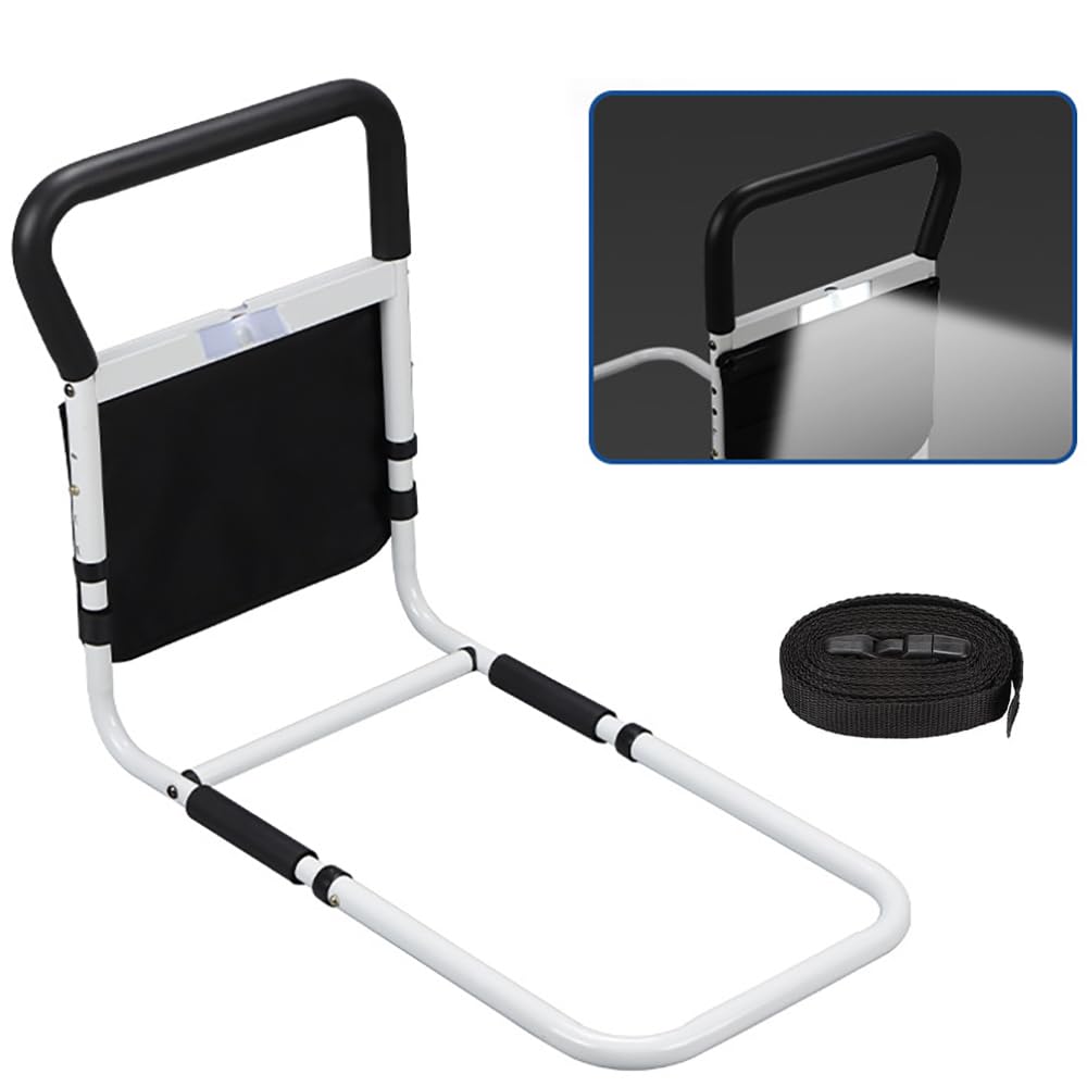 Sponde Letto Anzian,Imaniglia Letto Anziani Per Alzare,Aiuto Per Alzarsi Dal Letto Anziani,Adjustable Bed Assistance Tracks with Bag,Sensore luminoso staccabile,Fall Prevention,for Elderly,Adults