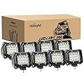 Nilight 8Pcs LED Pods 4Inch 60W Light Bar Flood Spot Combo Triple Row Driving Lamp Roof Bumper Off Road LED Work Lights Pods for Van Camper Wagon Car Pickup Golf Cart ATV UTV SUV Truck Boat 4x4