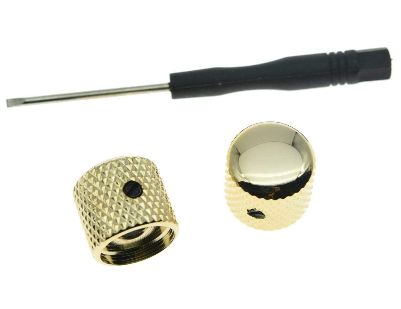 KAISH Set of 2 Gold Metal Guitar Dome Knobs Bass Knob with Set Screw for Telecaster/Tele Guitar, 18.2mm x 18.5mm - Image 3