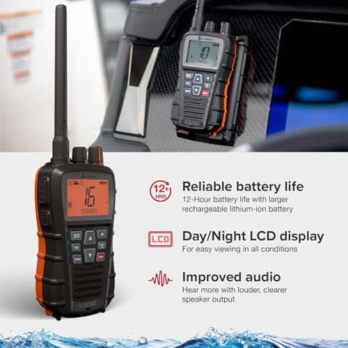 Image of Cobra BlueBound 350 VHF Handheld Marine Radio, Black - 6-Watt, Floats