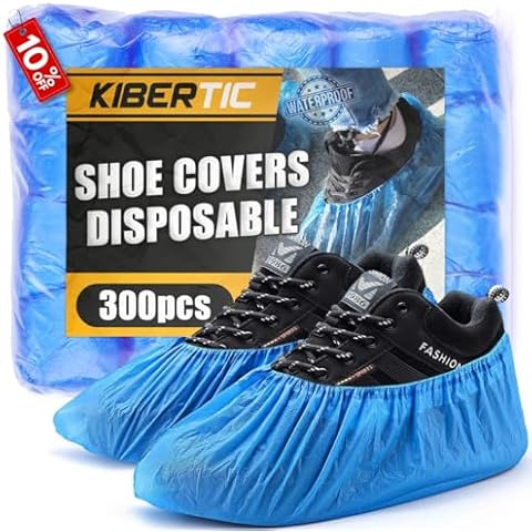 KIBERTIC - Shoe Covers Disposable Pack of 300 (150 Pairs), Recyclable, Waterproof, Durable, Disposable Shoe covers for Indoors, Perfect for Home, Clinic, Laboratory, and Outdoor - One Size Fits All Cover