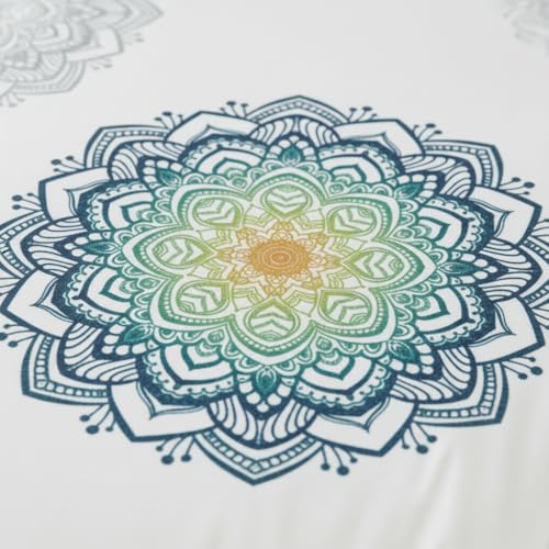 Image of LANE LINEN 100% Cotton Printed King Size Bedsheet - White Grey | OEKO-Tex Certified, 250TC, Fits King & Double Bed, Mandala Print, Breathable & Wrinkle-Free, Includes 2 Pillow Covers