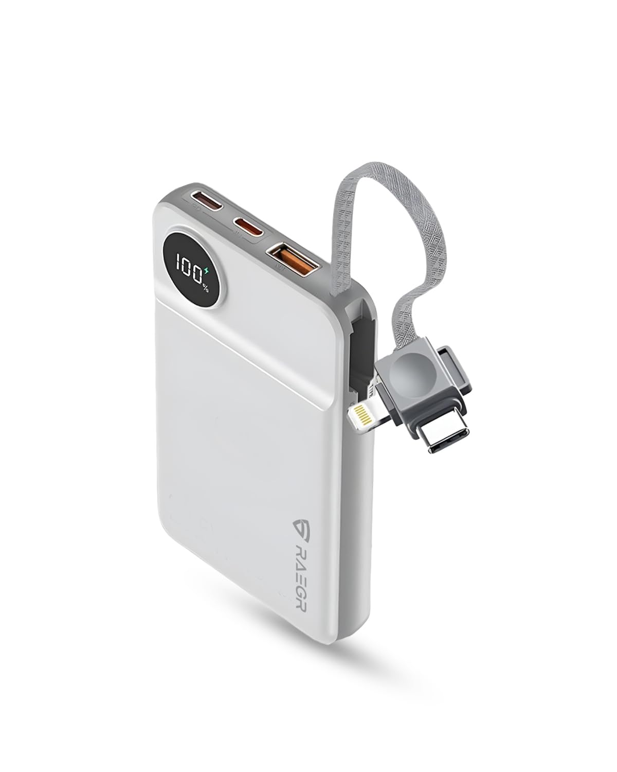 RAEGR 10000mAh MagFix M10x Wireless Power Bank, Fast Wired 20W PD Charging Upto 15W Magnetic Qi-Enabled Wireless Charging with Watch Charger, Type-C Input/Output, Universal Compatible – RG10586