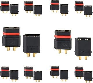 Amass 10 Pairs Black XT60W Waterproof Plug Gold-Plated Bullet Connectors Male and Female for RC Aircraft Drone Lipo Battery Spare Parts