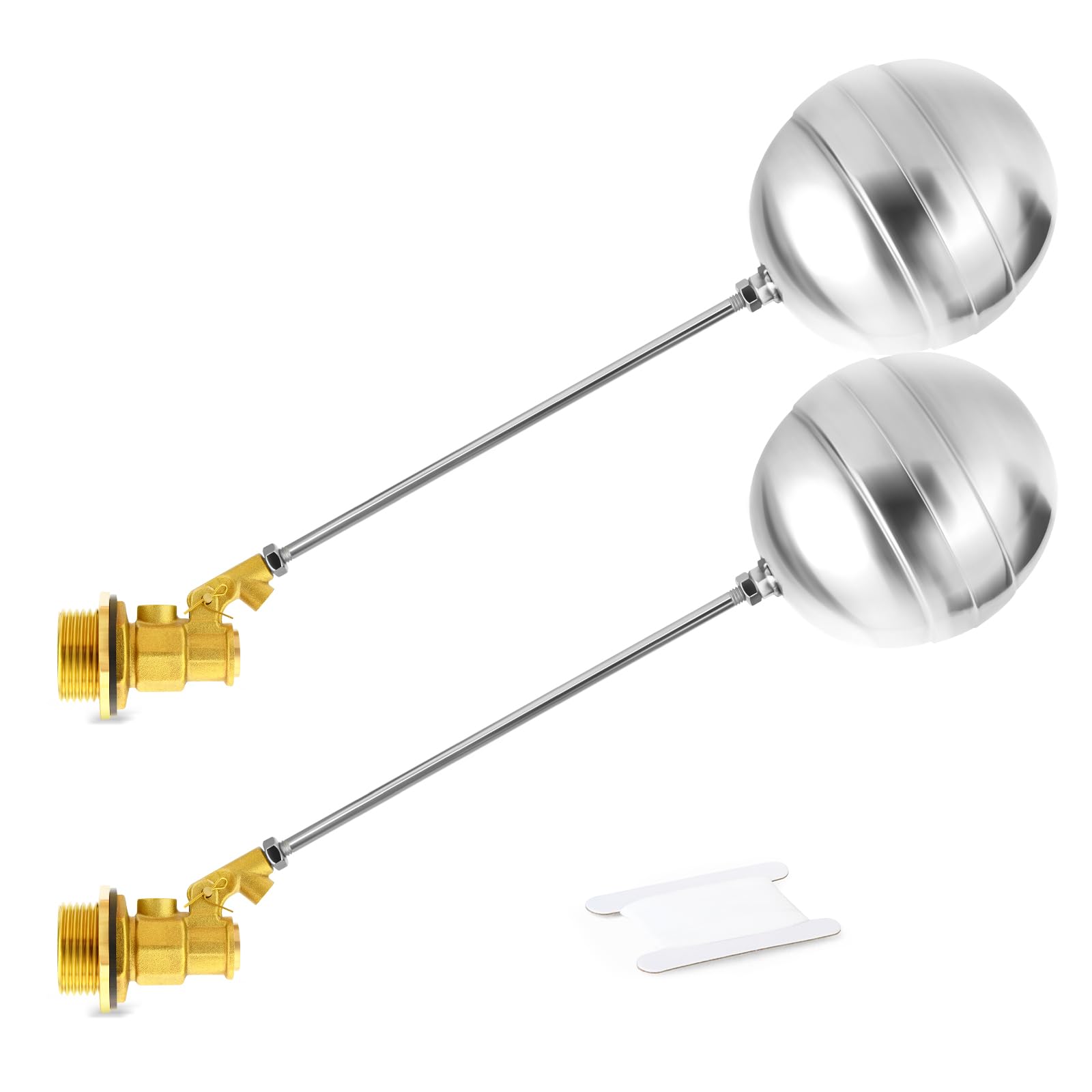 2 pièces 3/4" BSP de vanne à flotteur en acier inoxydable 304 avec adaptateur, Ballcock Interrupteur de contrôle automatique du niveau d'eau pour réservoir de stockage