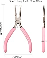 Vista 2 de SUNNYCLUE Alicates de punta de cadena de 5 pulgadas de largo con mandíbulas planas, mini alicates de precisión para hacer joyas, proyectos