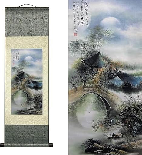 AtfArt Pergamino De Seda, Decoración De Pared Asiática: Paisaje De Río Cascada, Hermoso Pergamino De Pared De Arte Chino, Decoración Colgante (36.2 X 12 Pulgadas) | Ya disponible en tu tienda friki favorita! En mundofriki.es!