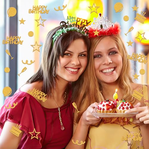 100 Stück Konfetti Tischdeko Geburtstag, 5cm Groß Streudeko Geburtstag frauen, Glitzer Happy Birthday Deko Confetti für Jubiläen, Geburtstage, Party, Tischdeko (Gold)