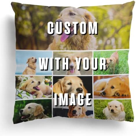 Natwakupaw Custom Pillowcase with Picture Text Customized Photo Two-Sides Printed Cushion Covers, Personalized Photo Collage Throw Pillow Cover Case 18"X18" with Photos Text Messages Pictures