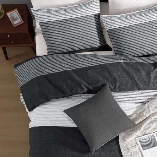 Andency Oversized King Comforter Set, 3 PCS Black White Gray Striped Set by Andency - Used condition - Image 3