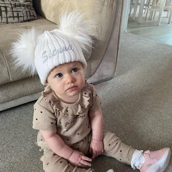 Personalized Cute Beanies, Custom Toddler Winter Hat Baby Beanie for Girls Cable Knit Winter Hat4